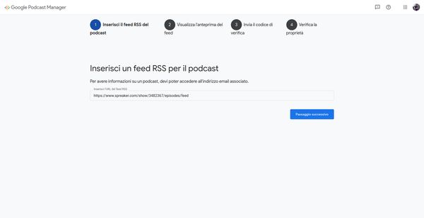 Aggiunta del feed RSS a Podcast Manager