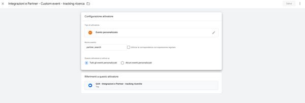 Creation of the custom event trigger